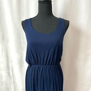 Maxi Dress Sharkbite Hem Sleeveless Blue Size M